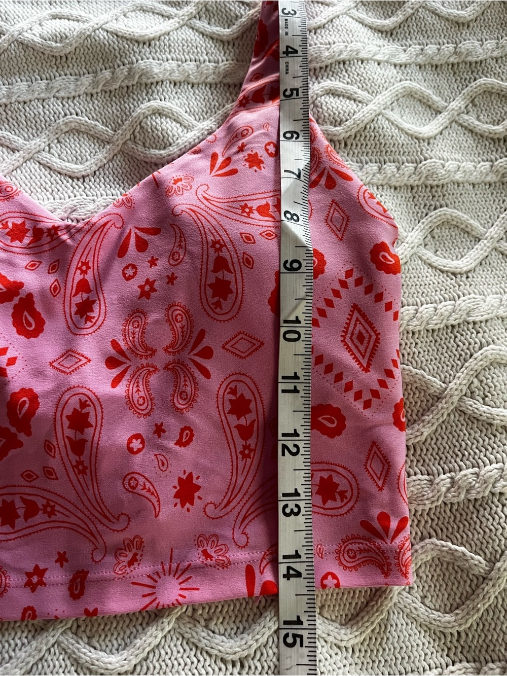 Aerie Offline Pink & Red Paisley Crop Tank Top Size Small - Picture 6 of 8